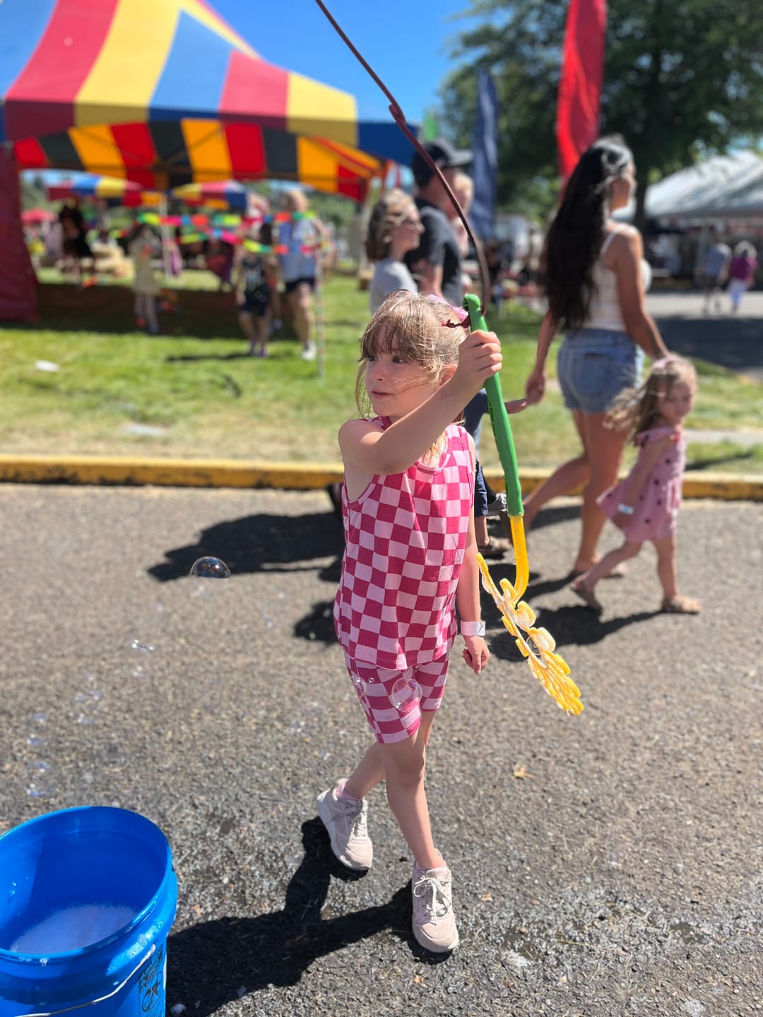 Customer photo review of Tank + Biker Two Piece Set in Bubble Gum Checkered