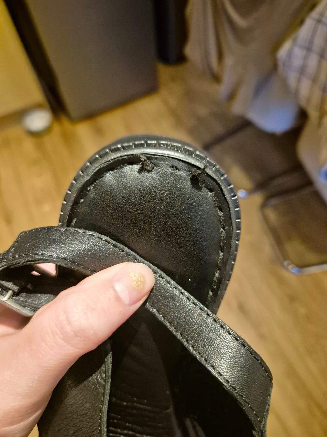 Customer photo review of Black Bex Wedge Sandals