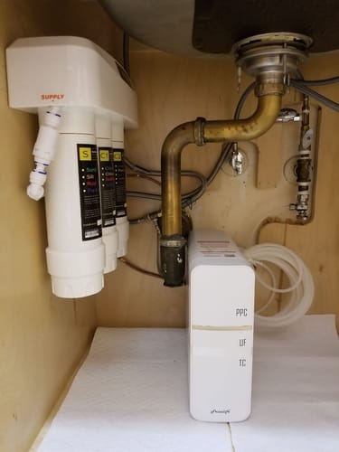 Customer photo review of Frizzlife GX99 0.01 μm Ultrafiltrations-Wasserfiltersystem für unter die Spüle, mit speziellem Wasserhahn aus gebürstetem Nickel