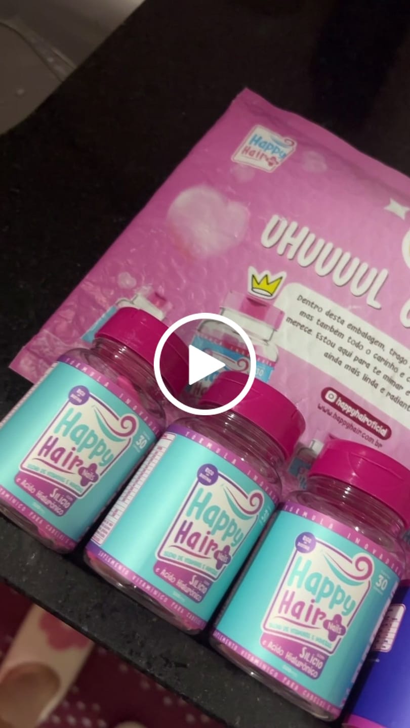 Customer video review of Happy Hair 2 Potes + 1 Melatonina Grátis + 1 Colágeno Grátis