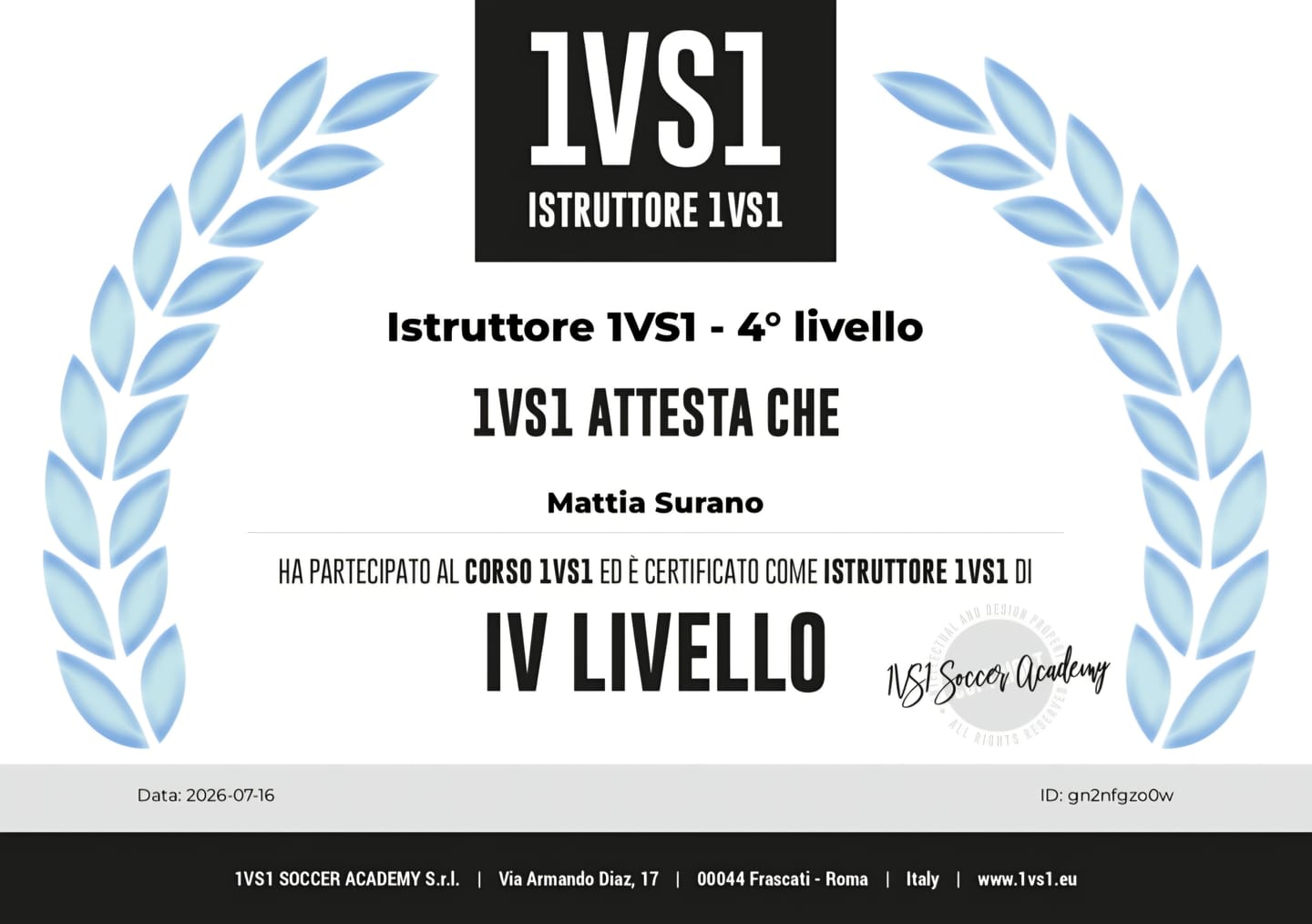 Customer photo review of PROMO: Corso completo Preparatore Atletico + Corso 2° + 3° + 4° livello Istruttore calcio 1VS1