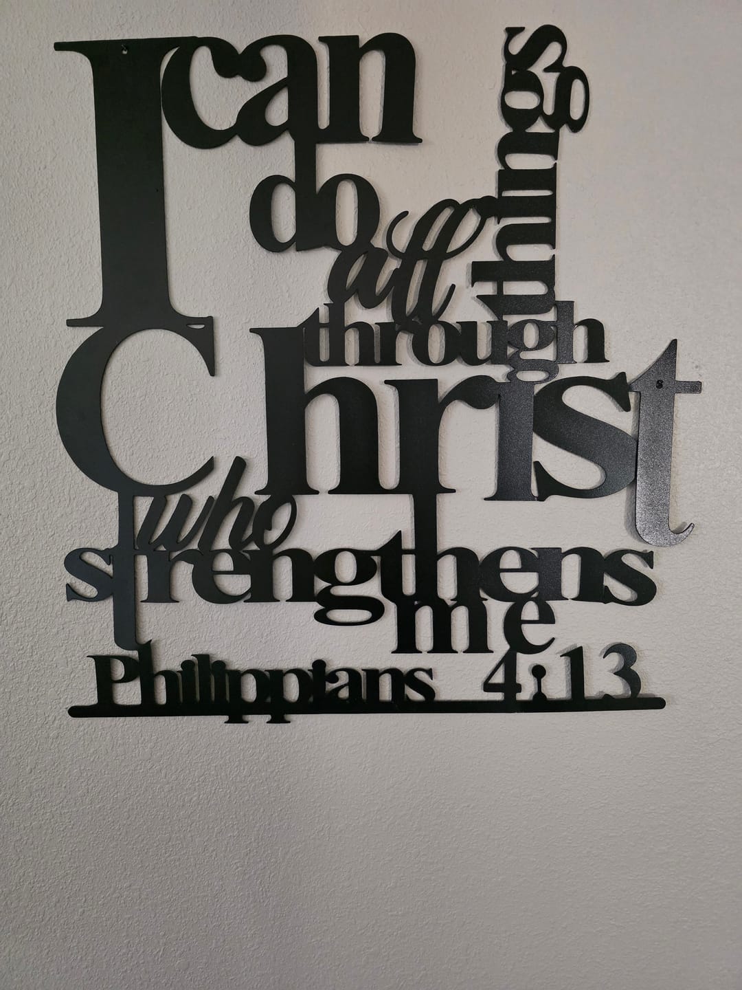 Customer photo review of Christianartworkshop Matthew 19:26 With God Metal Wall Decor: Bold Faith for Your Walls