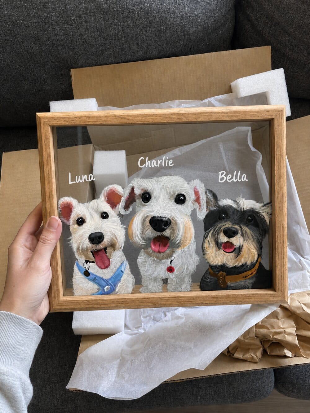 Customer photo review of Custom Multi-Pet Glass Portrait
