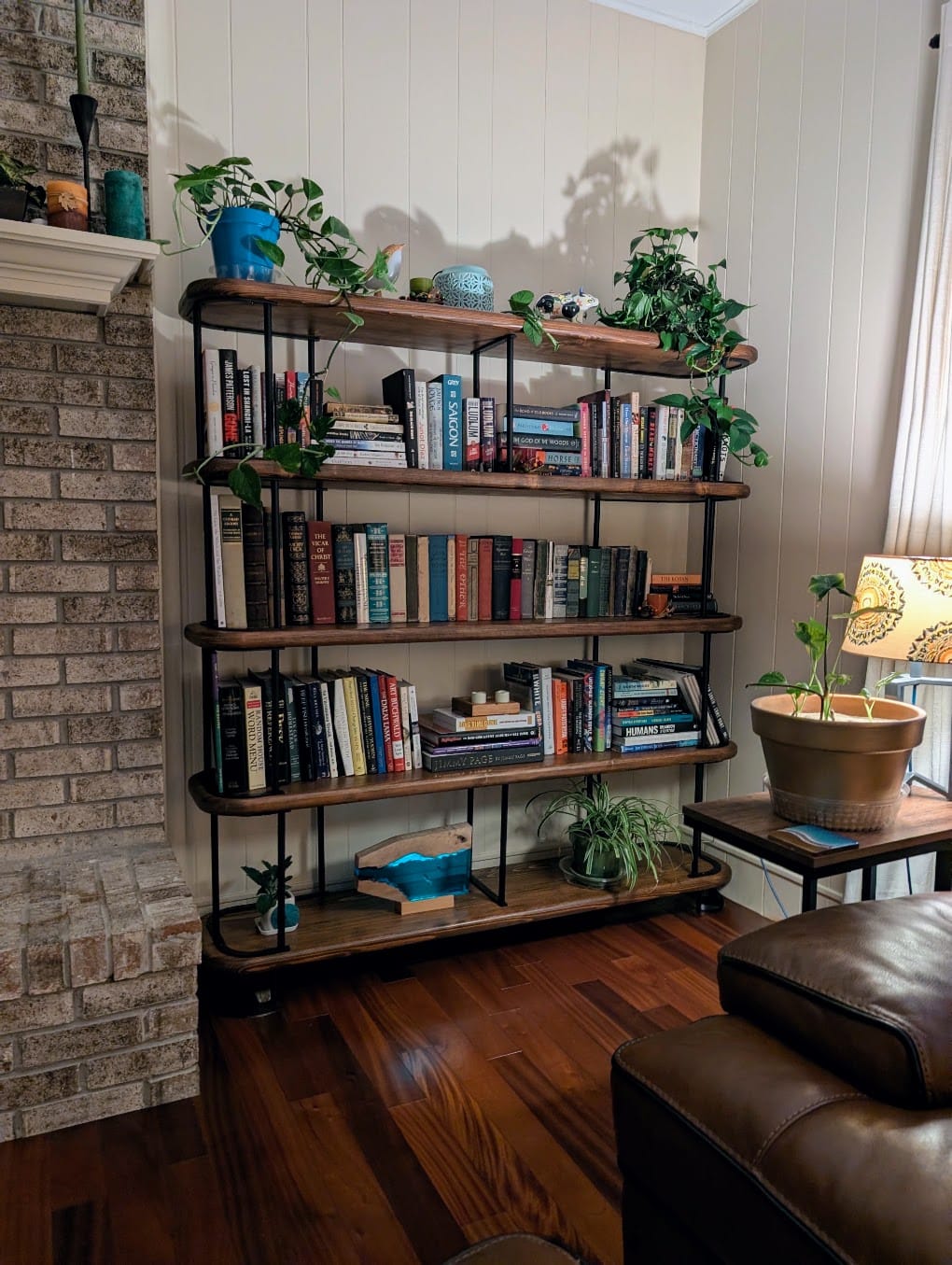 Customer photo review of Ellis Mid Century Bookshelf | 6 Shelves Pine Wood Design