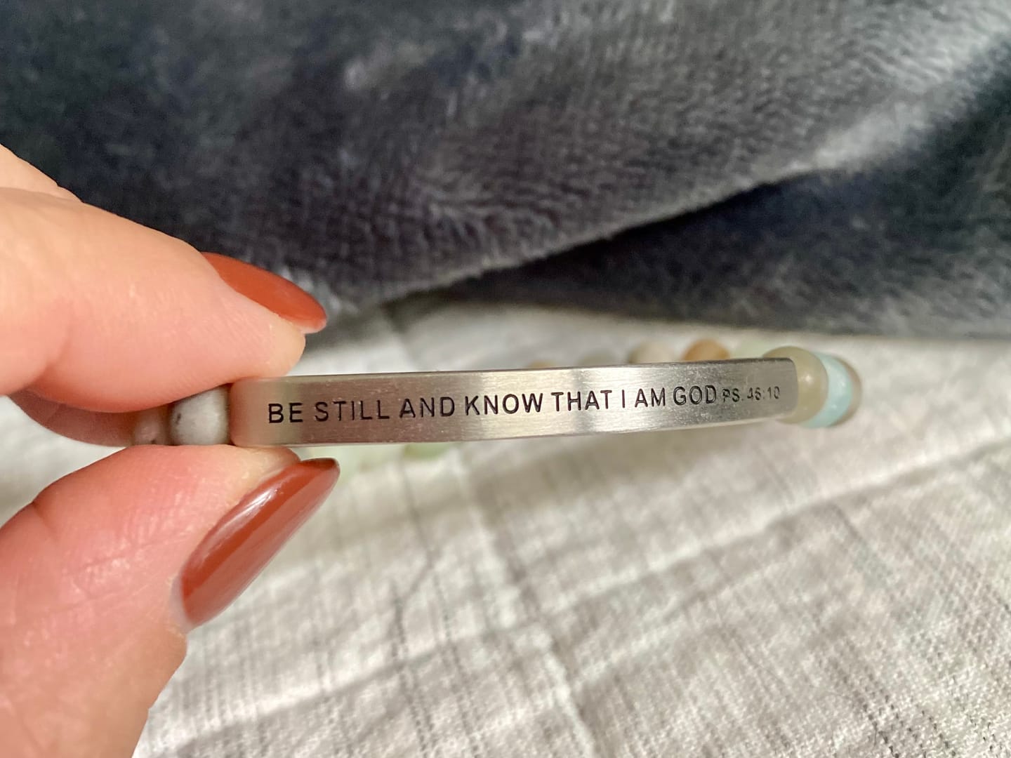 Customer photo review of FuAttract Be Still And Know That I Am God Psalm 46:10 Tube Bead Bracelet