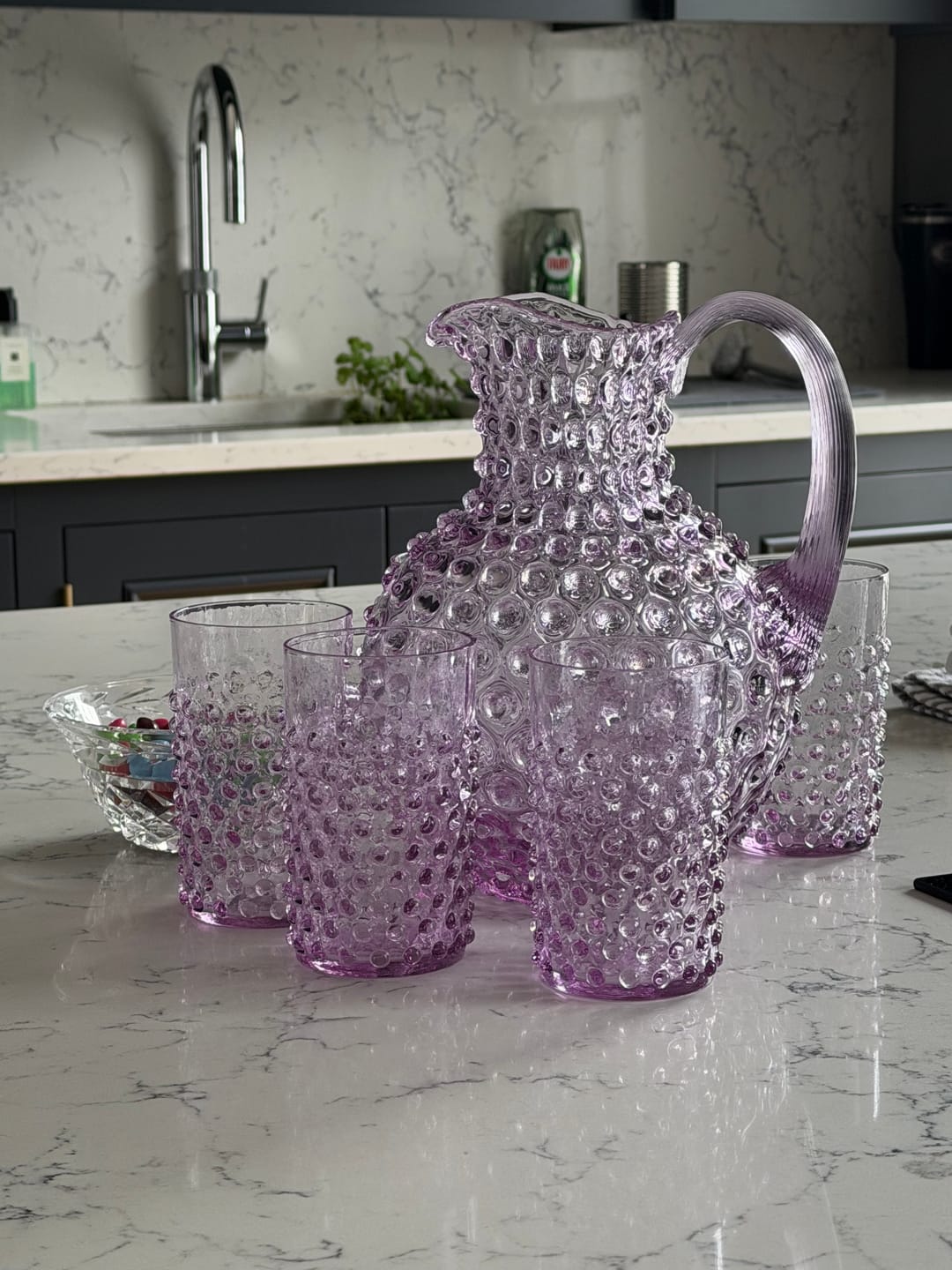 Customer photo review of Lilac Hobnail Tumblers