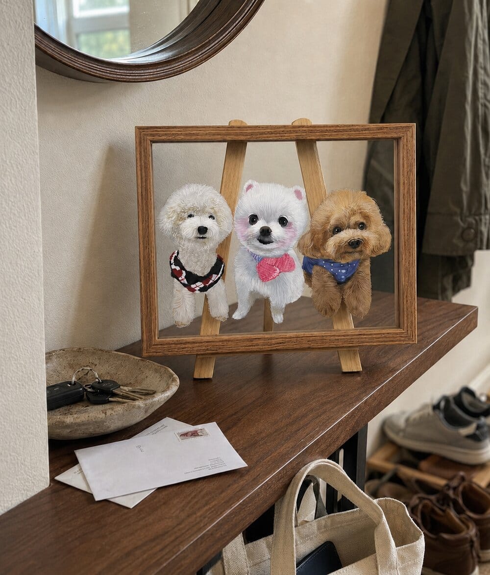 Customer photo review of Custom Multi-Pet Glass Portrait