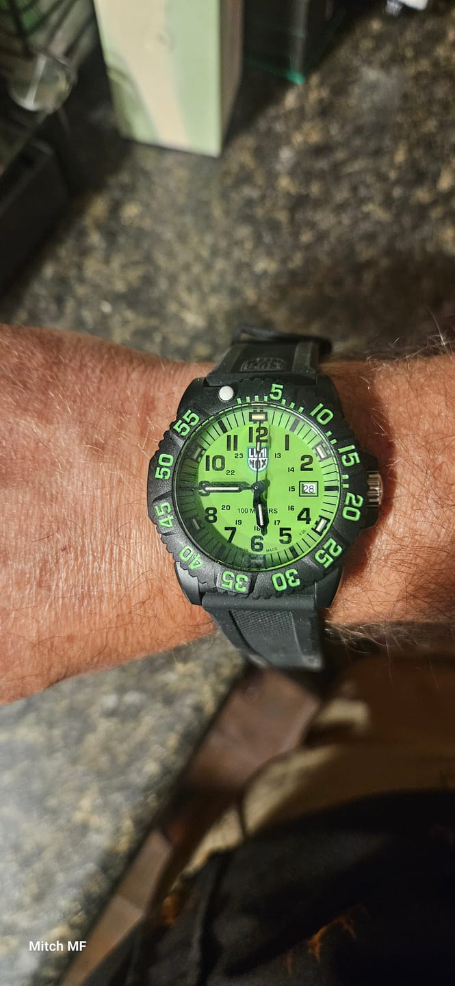 Customer photo review of Luminox Men's Watch - G Sea Lion Quartz Green Dial Black Rubber Strap | XS.2067.1