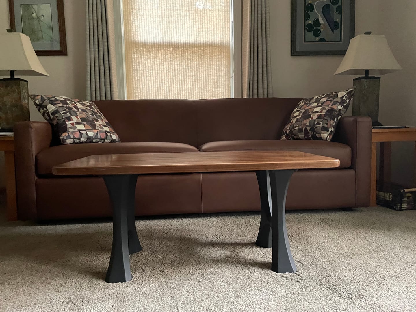 Customer photo review of Bench Legs 103 Haru 16.3" H for Dining Live Edge Tabletop