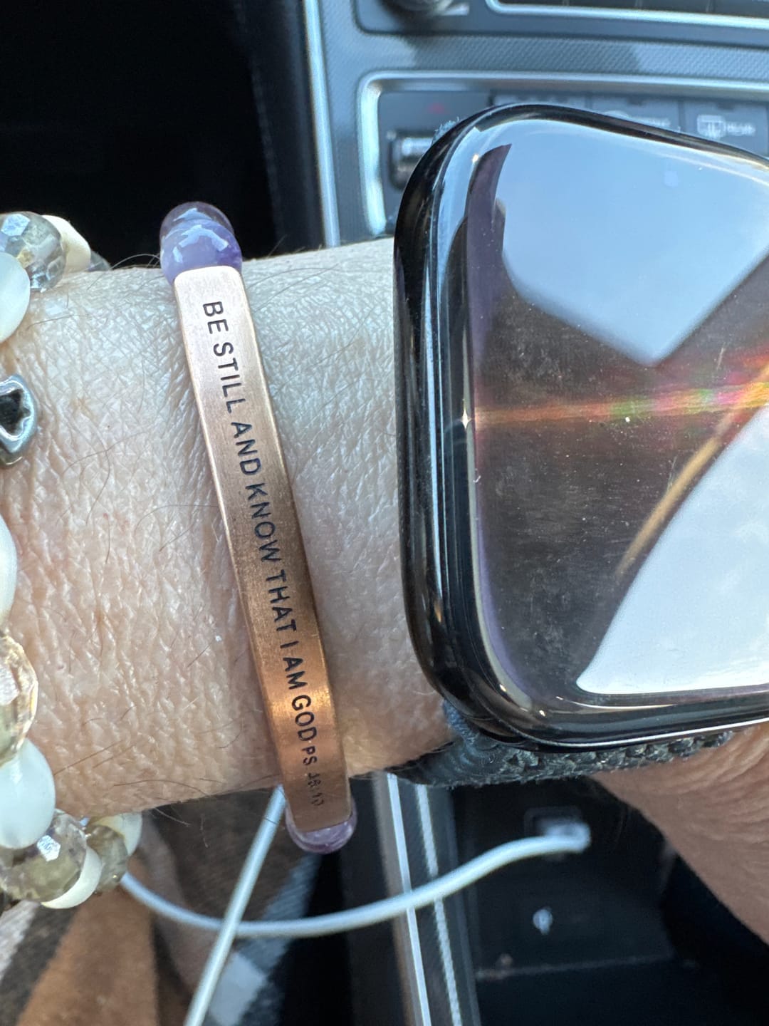 Customer photo review of FuAttract Be Still And Know That I Am God Psalm 46:10 Tube Bead Bracelet