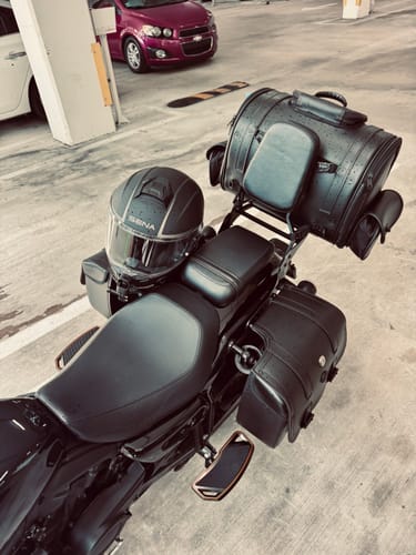 Customer photo review of 14L - Viper Medium Shock Cutout Harley Nightster RH975/S Leather Motorcycle Saddlebags