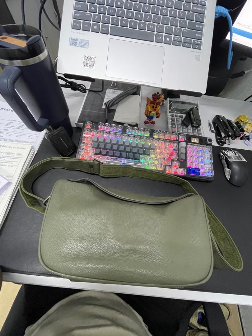 Customer photo review of Leone Crossbody Bag - Olive Green Pebble Grain Leather