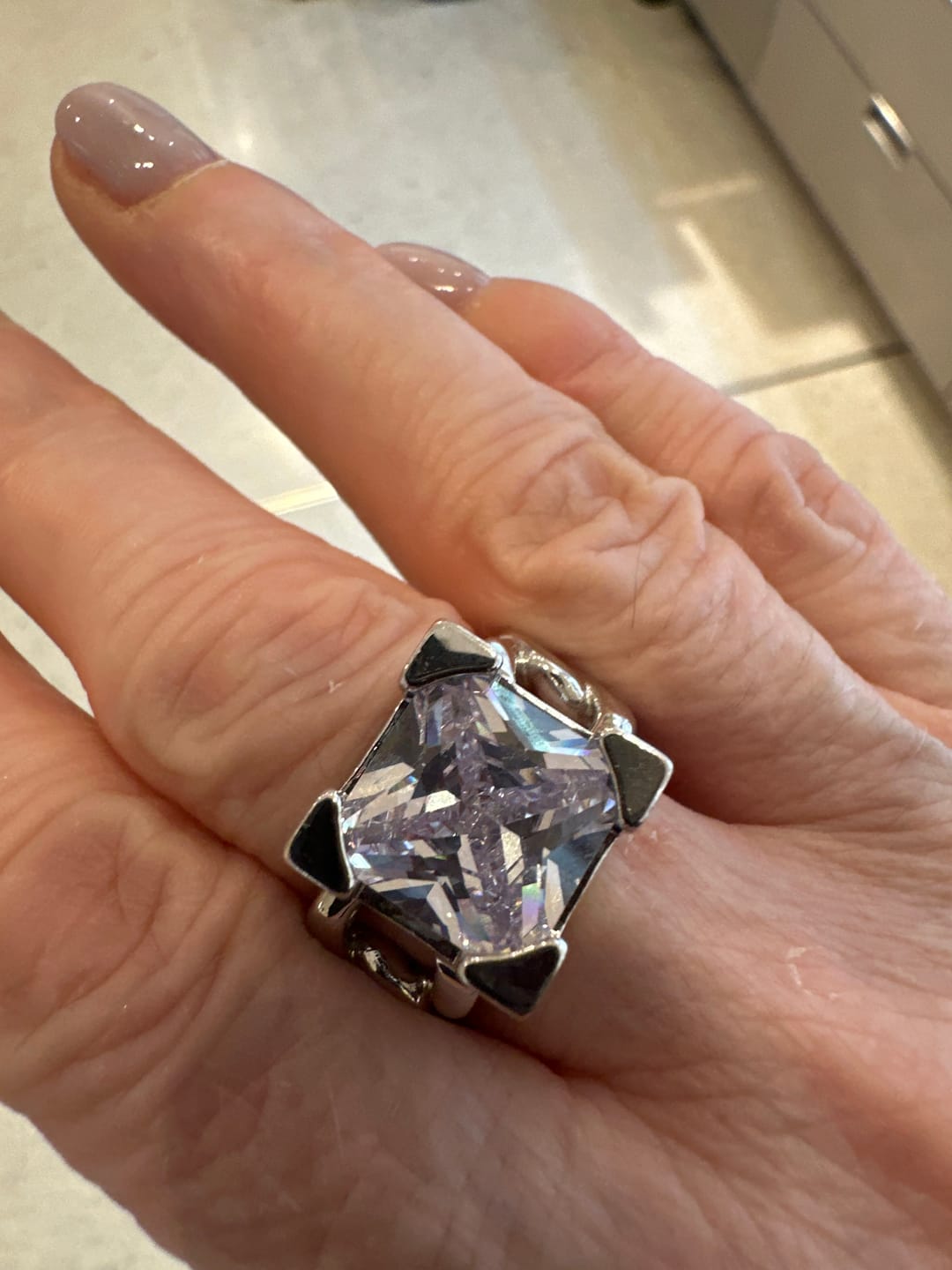 Customer photo review of LuxeLink Glass Square Ring