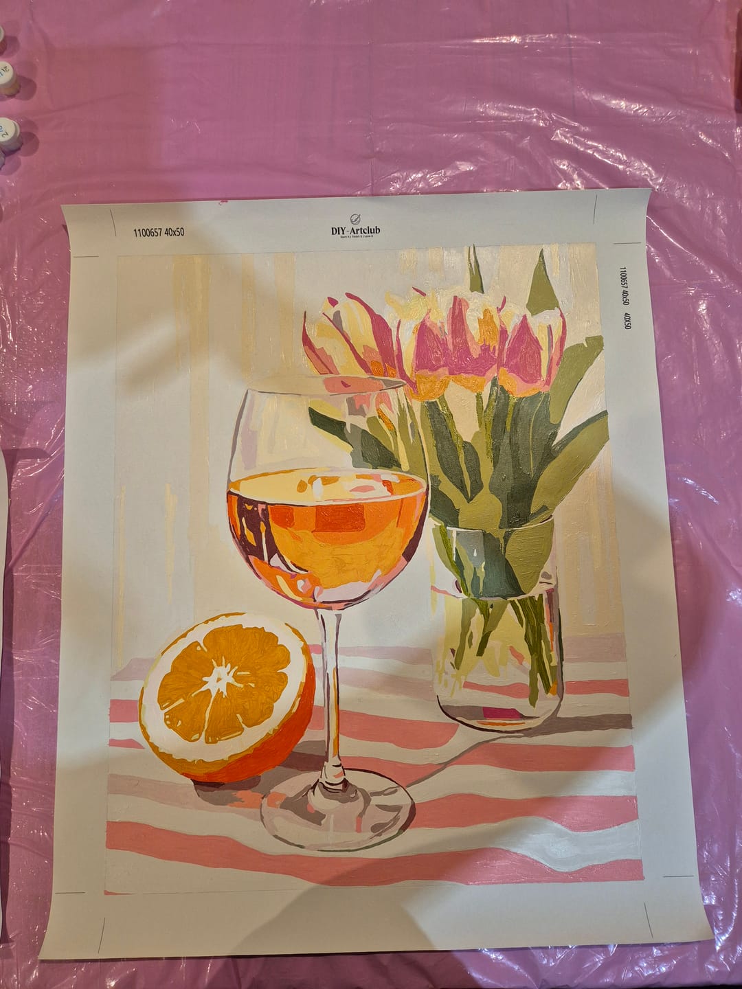 Customer photo review of Orange wine and Tulips | Paint by Numbers