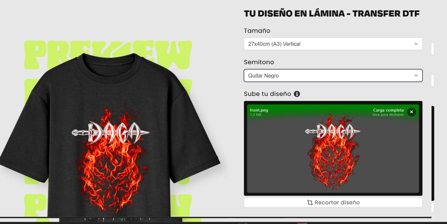 Customer photo review of TU DISEÑO EN LÁMINA - TRANSFER DTF