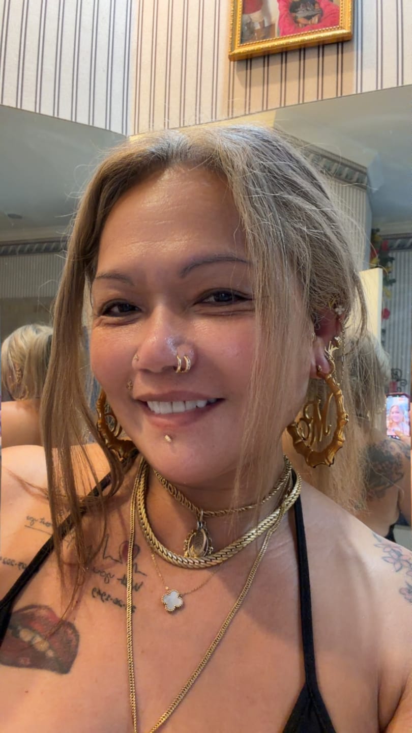 Customer photo review of Bamboo Initial Hoop Earrings