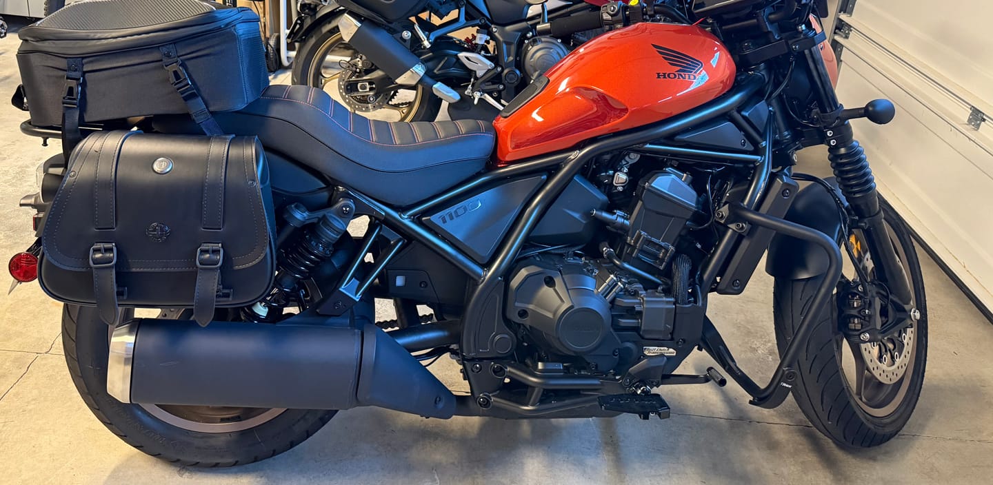 Customer photo review of 25L - SpiritBlade Medium Honda Rebel 1100 CMX1100 Leather Motorcycle Saddlebags
