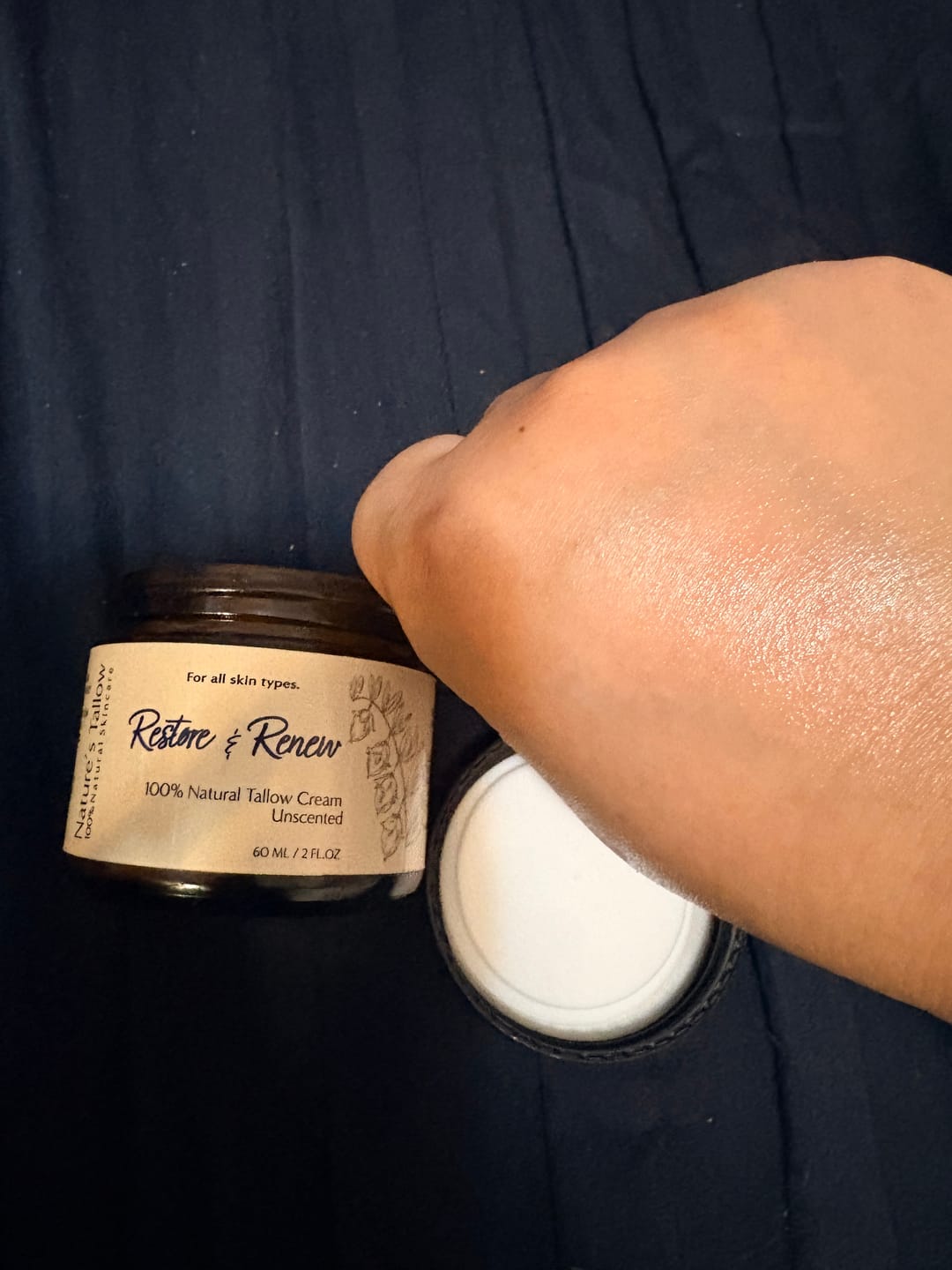 Customer photo review of Travel Size 4-Pack UNSCENTED Restore & Renew Tallow Cream