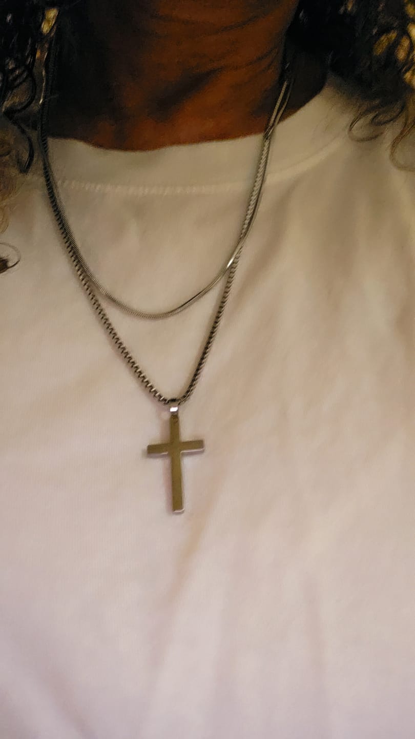 Customer photo review of Classic Cross Necklace Duo