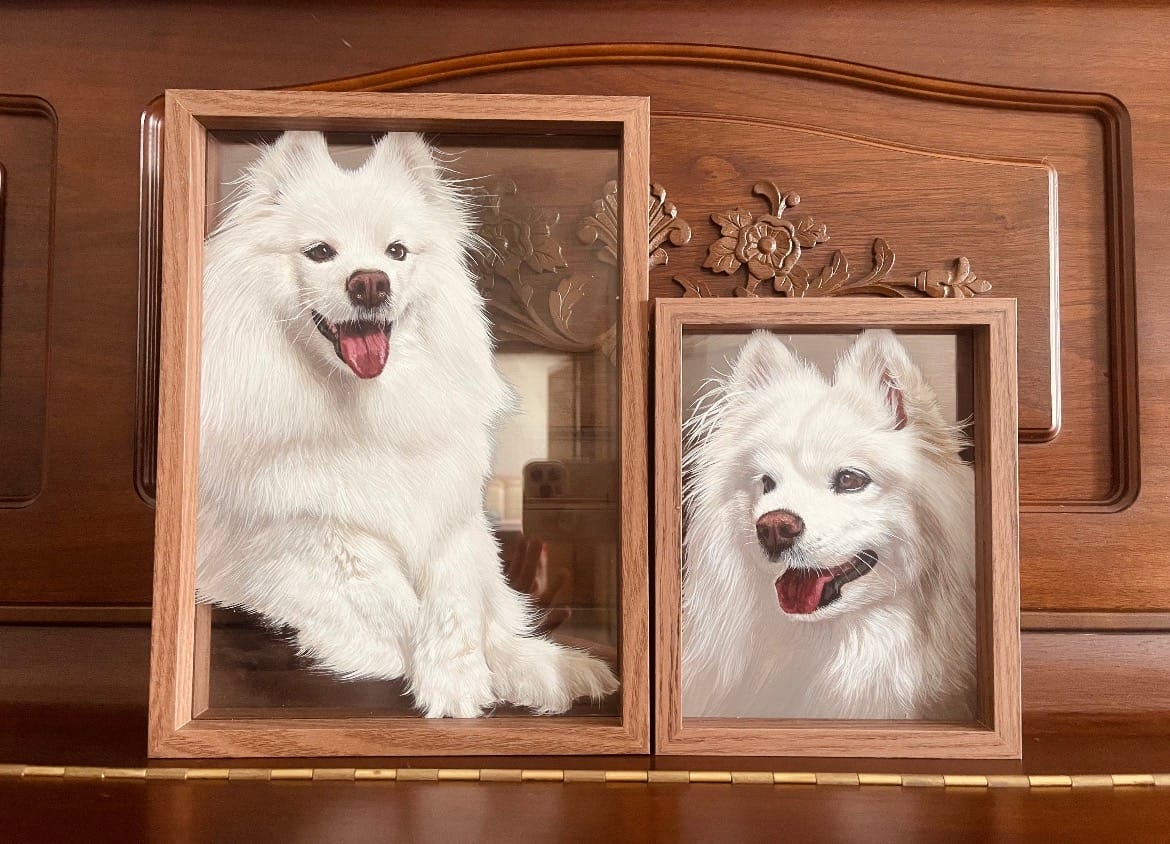 Customer photo review of Hand-drawn pet portraits