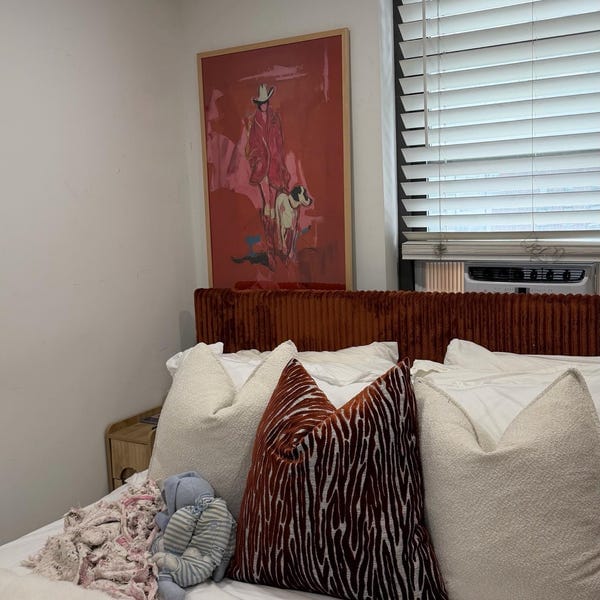 Customer photo review of Crimson Drift | Cowgirl & Dog Wall Art