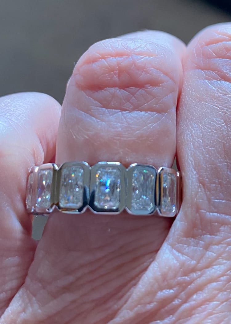 Customer photo review of Wedding Band Settings: K Gold & Platinum Pricing