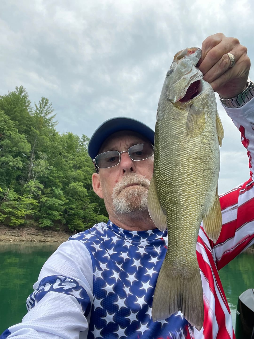 Customer photo review of Custom American Flag Fishing Shirt with UV Protection - Personalized Name A12