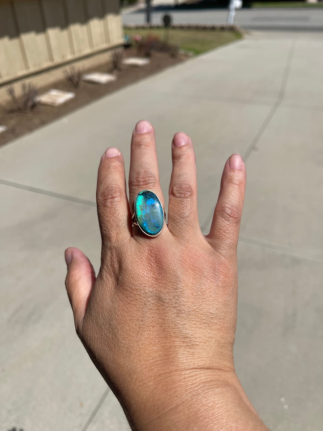 Customer photo review of Premium Sterling Opal Ring Size 7 (.925 Sterling Silver)