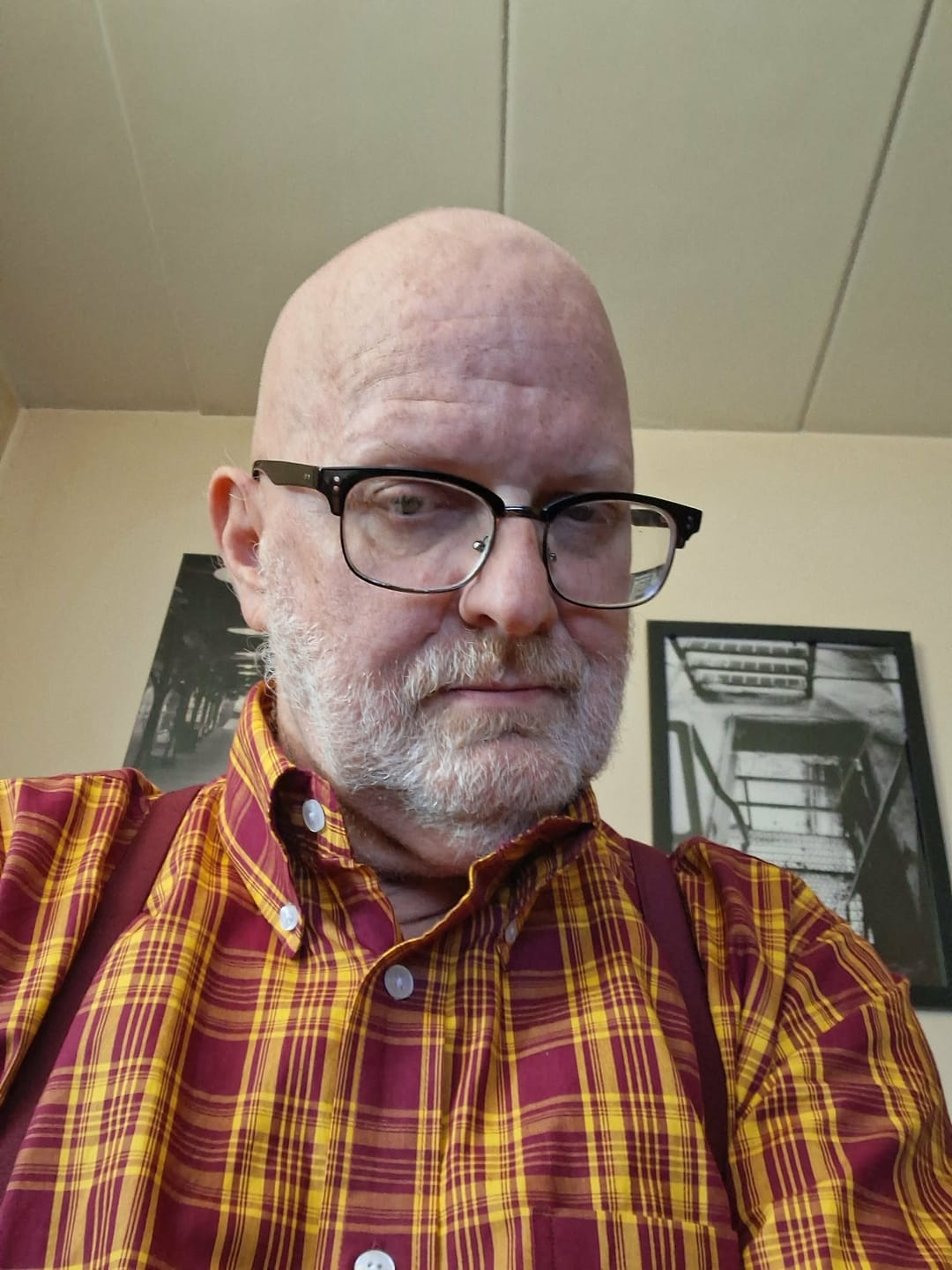 Customer photo review of Burgundy & Mustard Check Shirt- CK-51