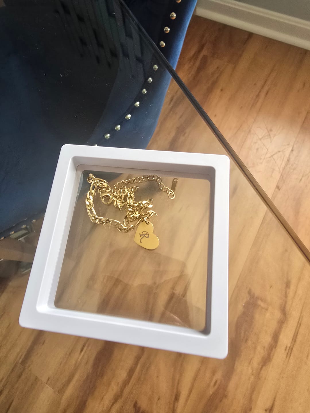 Customer photo review of Heart Initial Engraved Anklet