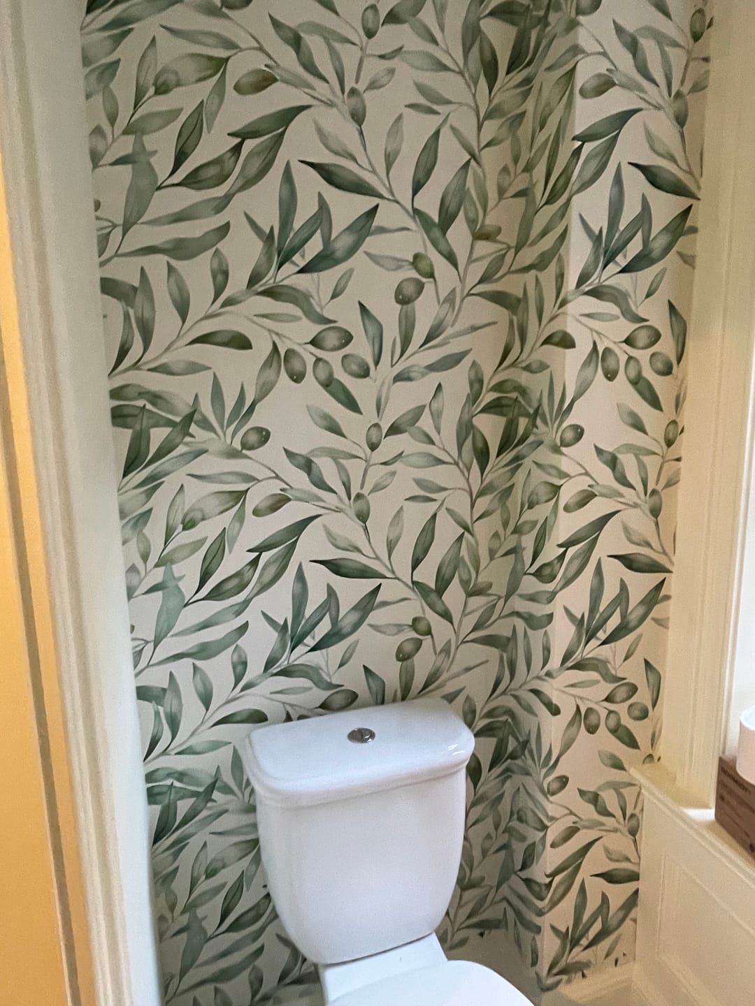Customer photo review of Olive Branches Wallpaper, Leaves and Olives Soft Wallpaper, Peel and Stick Muted Green Botanical Wall Decor, Removable Greenery