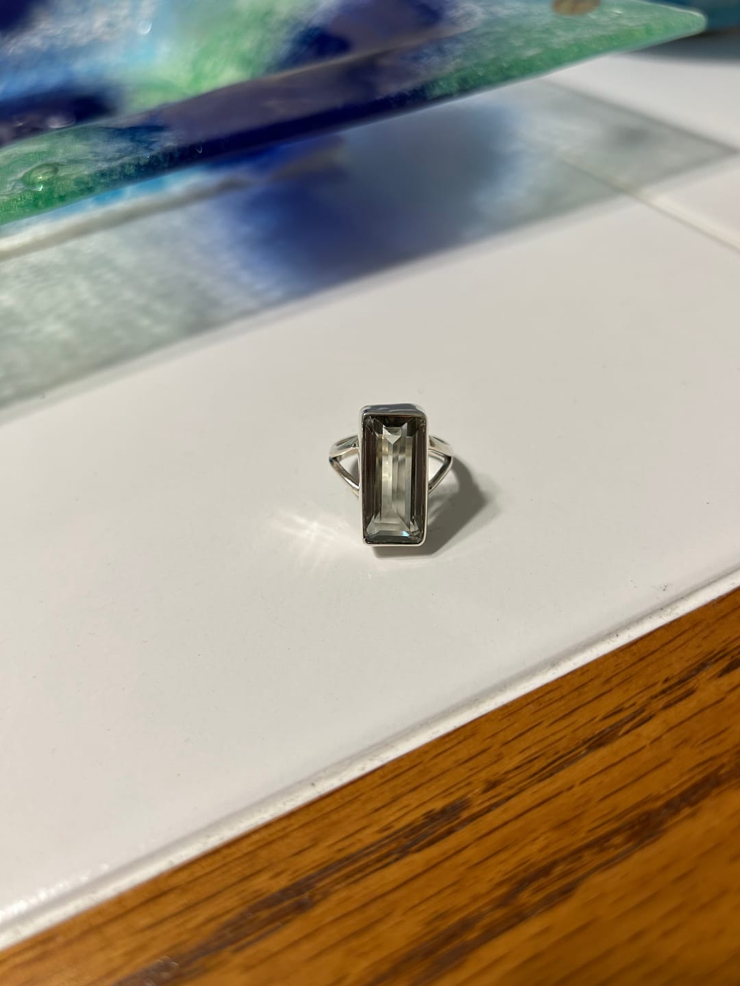 Customer photo review of Premium Faceted Green Amethyst Ring Size 6.5 (.925 Sterling Silver)