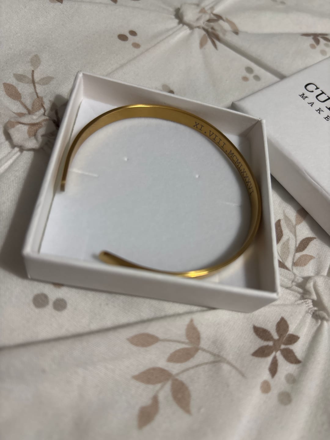 Customer photo review of Gold Personalised Cuff Bracelet
