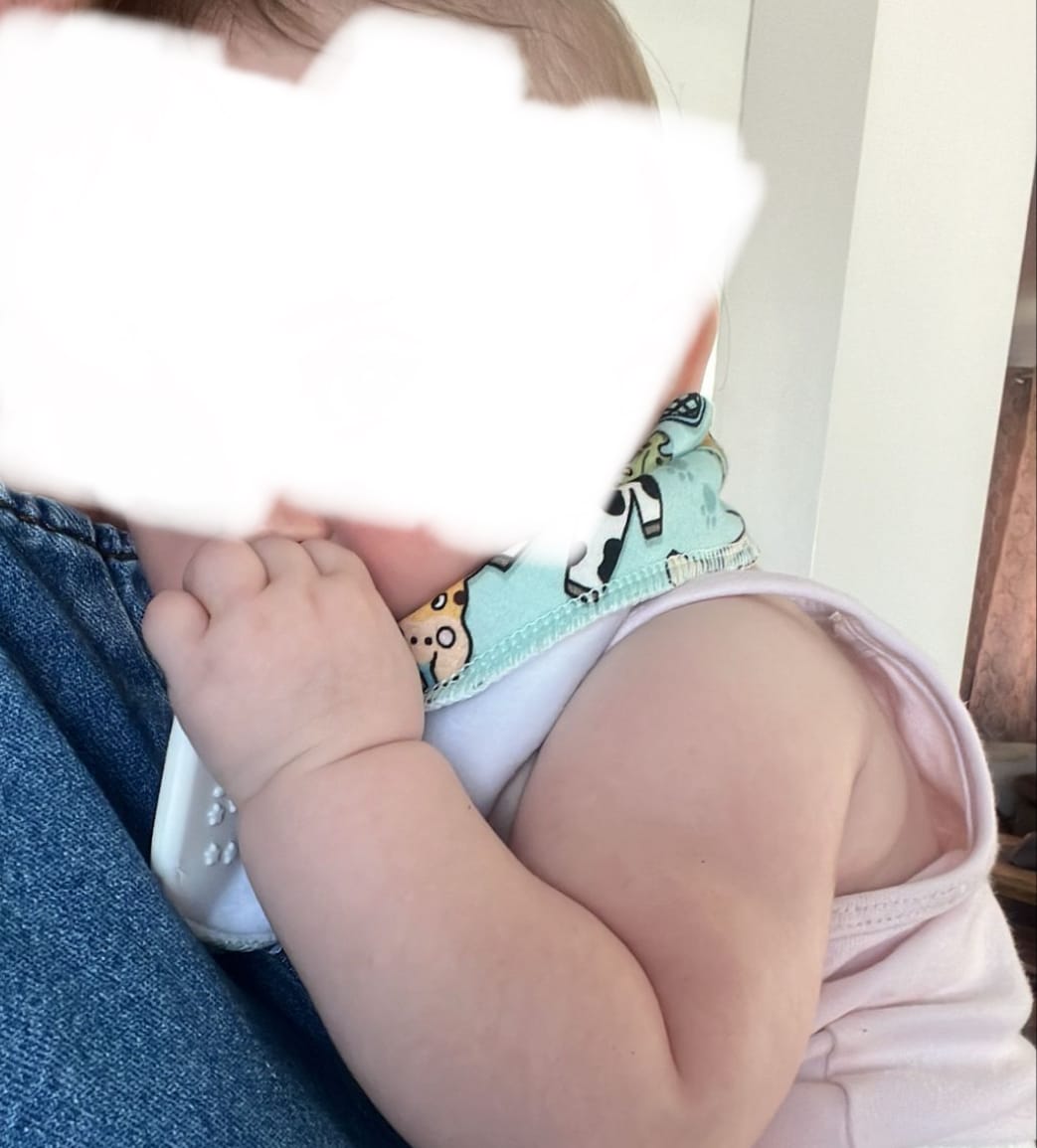 Customer photo review of Sports Safari Teething Bib