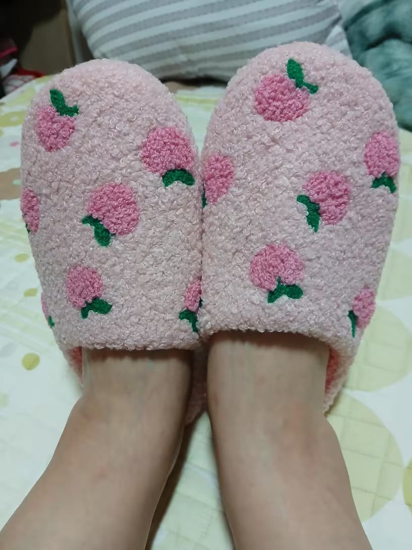 Customer photo review of Peachy Plush Slippers