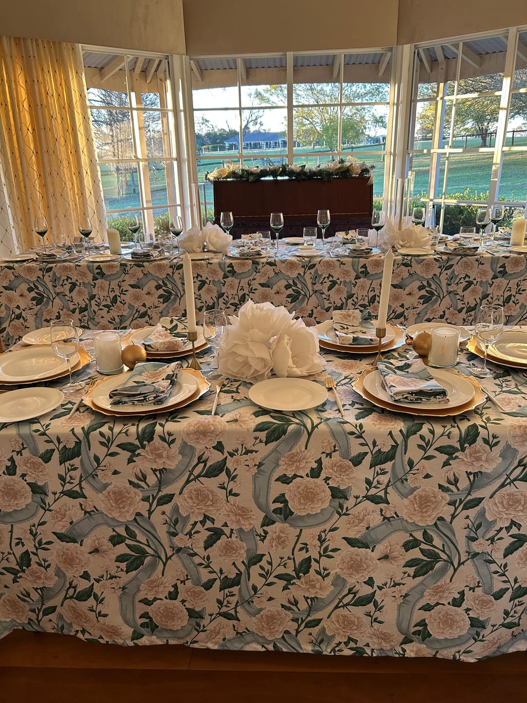 Customer photo review of Ribbons and Roses Porcelain Blue Table Cloth