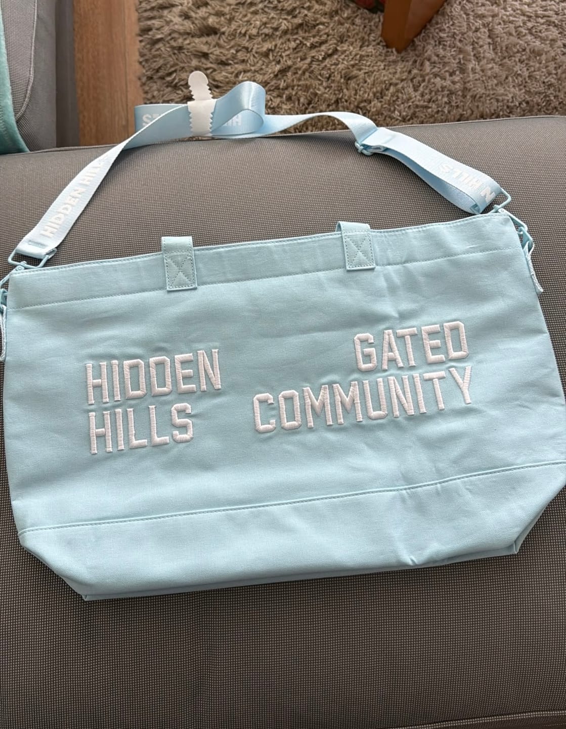 Customer photo review of GATED COMMUNITY CANVAS SHOPPER BAG LIGHT BLUE
