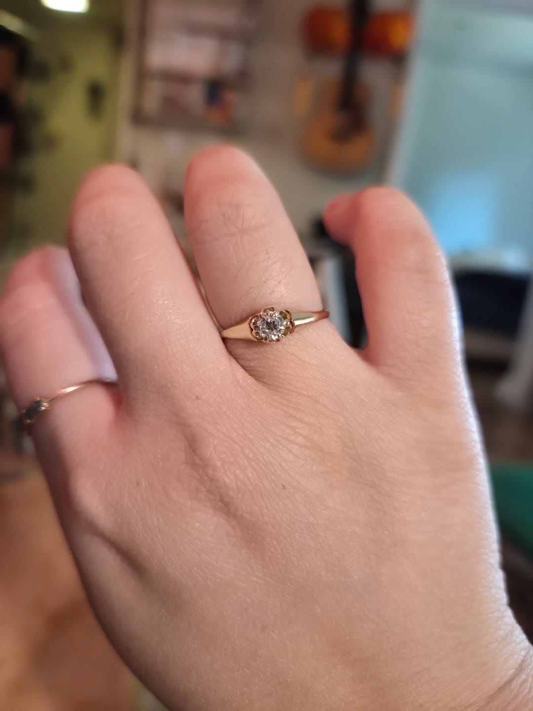 Customer photo review of Antique Victorian 18k Rosy Yellow Gold .36ct Old Mine Cut Diamond Ring 6.75