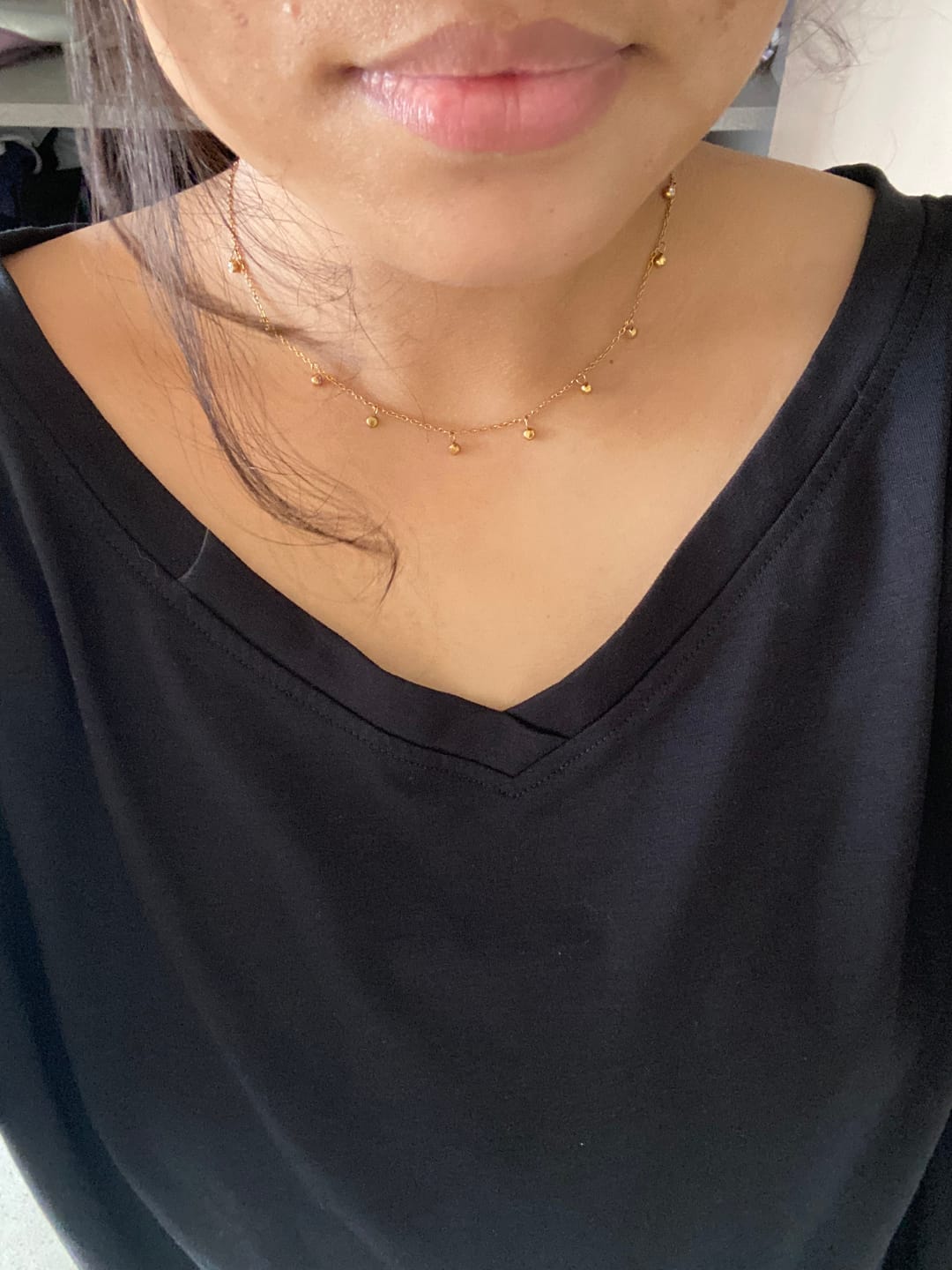 Customer photo review of Triple Stone Accent Necklace