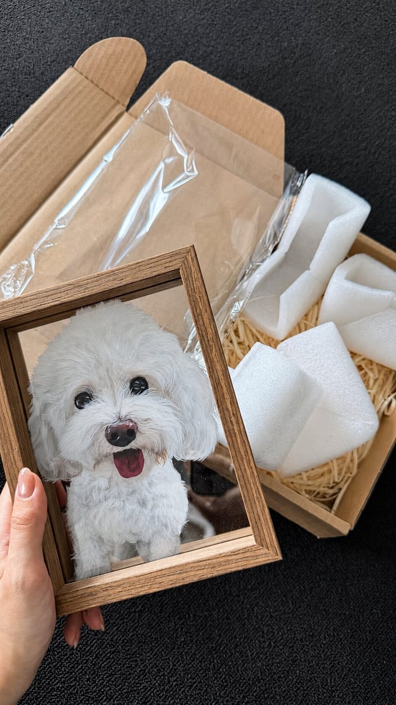 Customer photo review of Custom hand-painted pet portraits