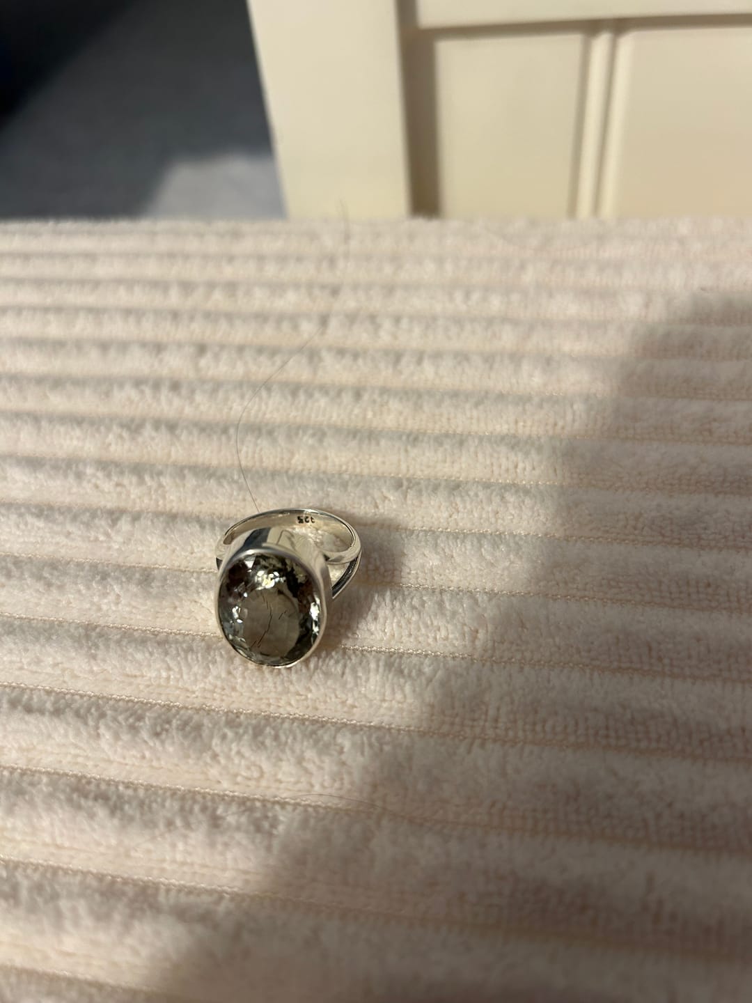 Customer photo review of Premium Faceted Green Amethyst Ring Size 6.75 (.925 Sterling Silver)