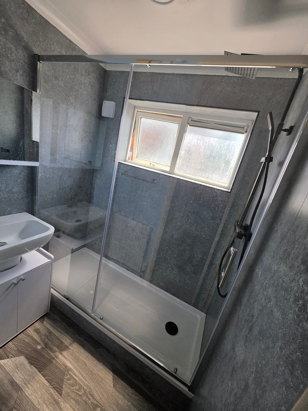 Customer photo review of Premium Grey Concrete Matt Shower Wall Panel - 1M x 2.4M