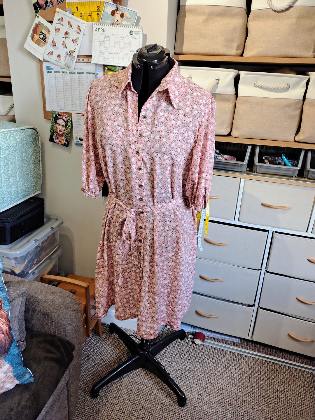 Customer photo review of Khaki and White on Peach Crepe Fabric