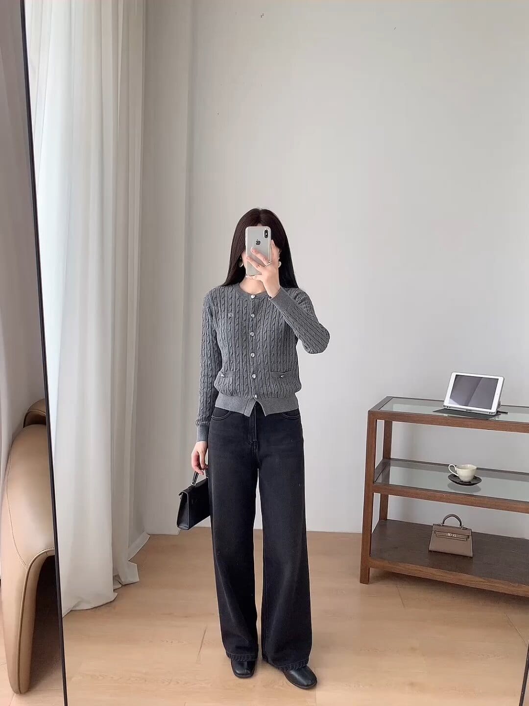 Customer photo review of LILY Bouclé Knit Cardigan