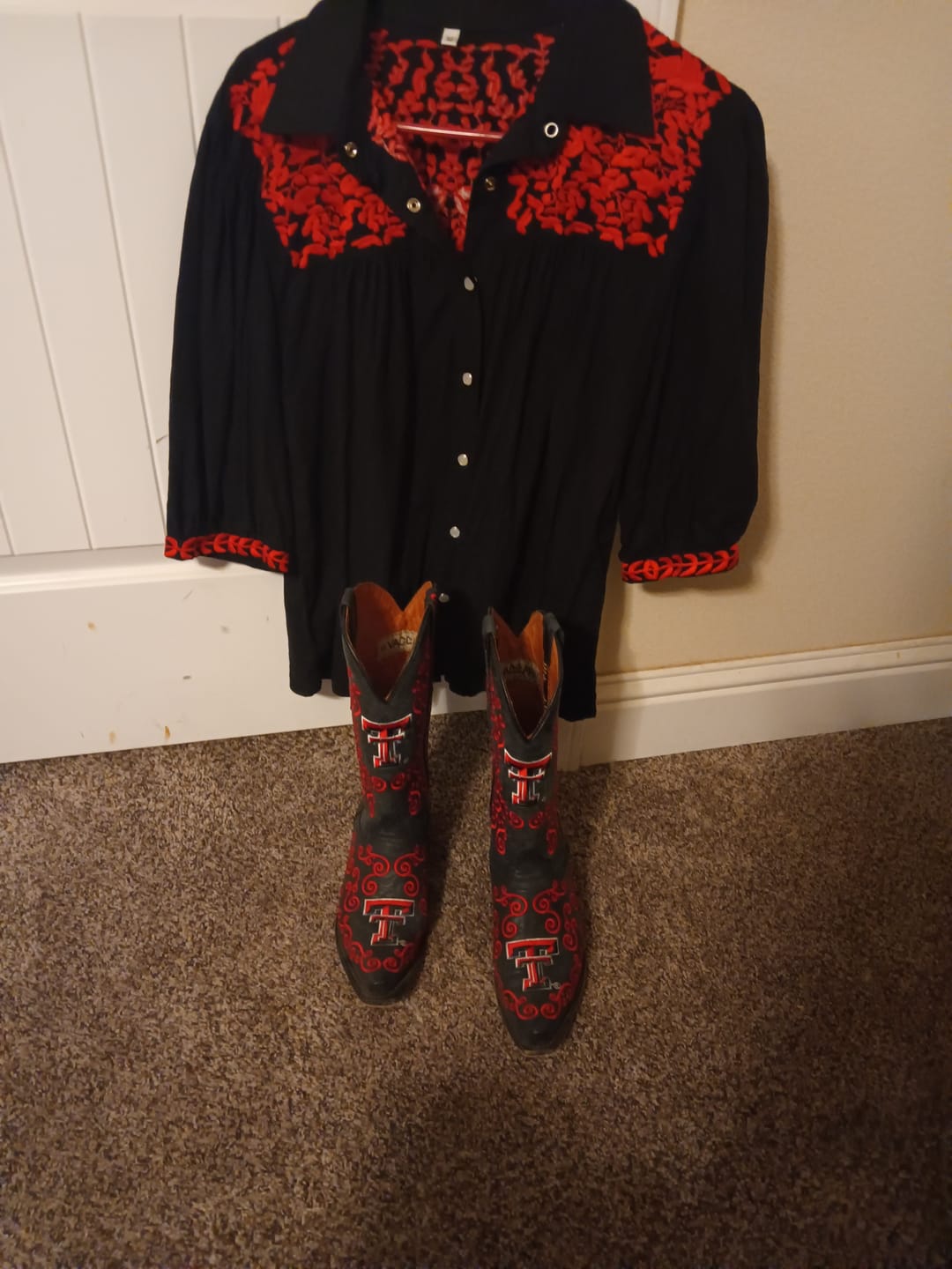 Customer photo review of Denim If You Do Cowboy Print High Waist Skirt