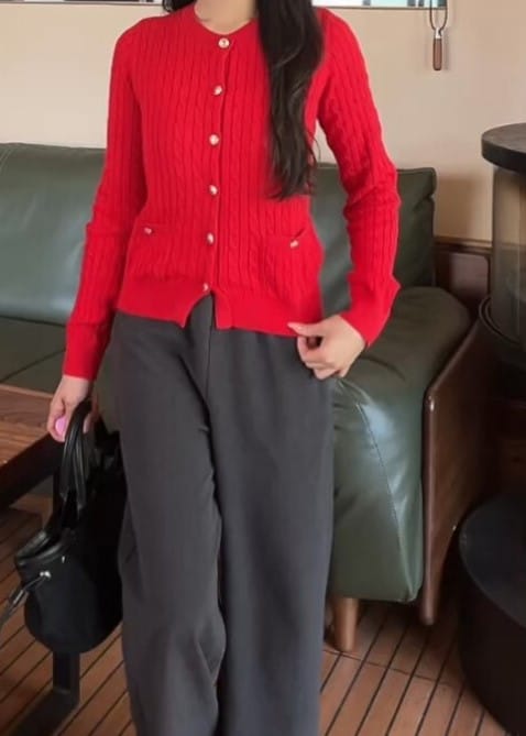 Customer photo review of LILY Bouclé Knit Cardigan