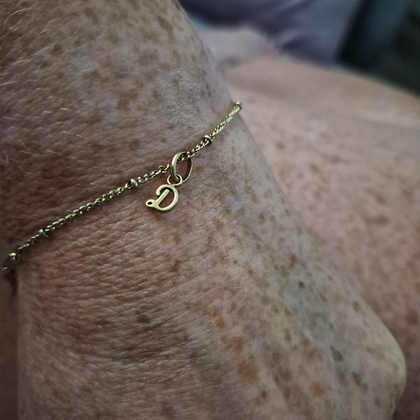 Customer photo review of Mini Italic Initial Charm
