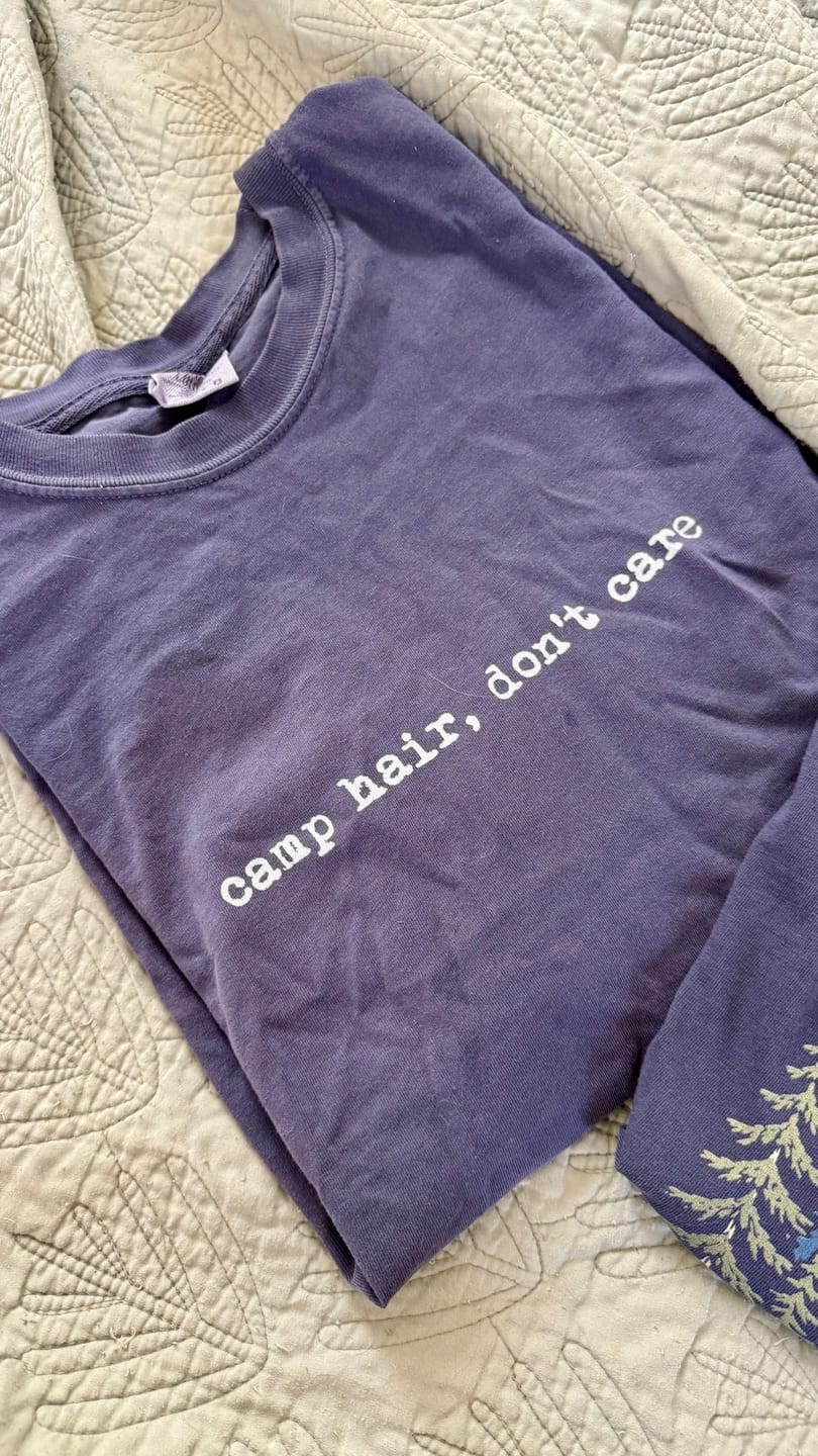 Customer photo review of Camp Hair Don't Care T-Shirt