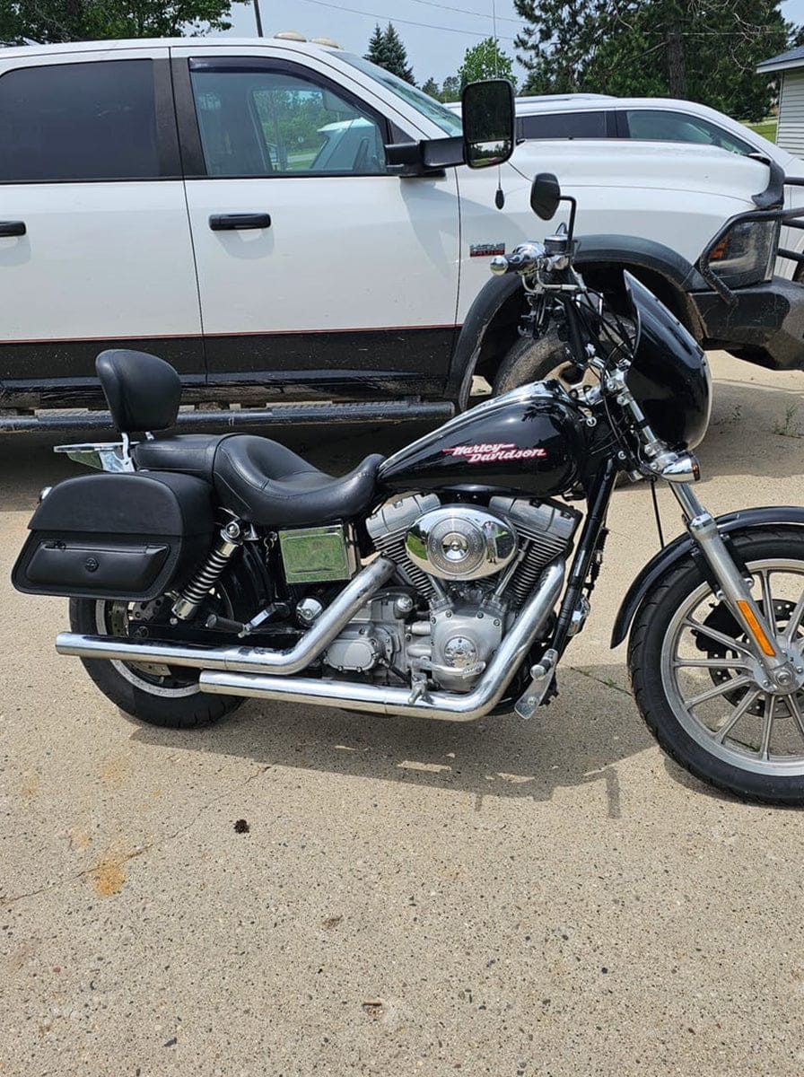 Customer photo review of 32L - Pantheon Large Hard Mount Shock Cutout Saddlebags for Harley Dyna Wide Glide FXDWG/I