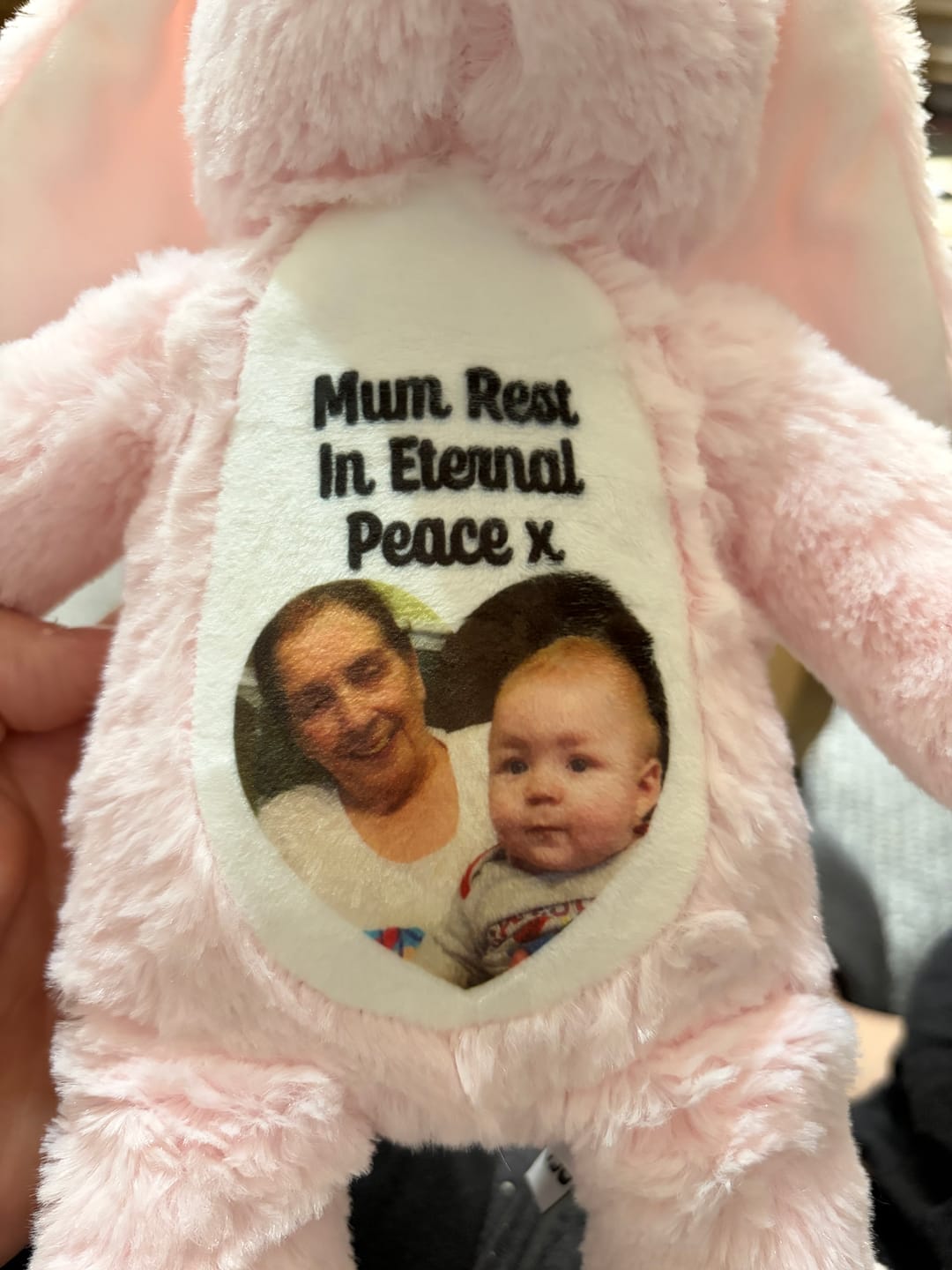 Customer photo review of A Cuddle from Heaven Personalised Photo Teddy Bear